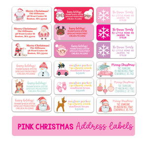 Pink Themed Christmas Address Labels