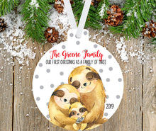 Load image into Gallery viewer, Sloth Christmas Ornament for a Family of three