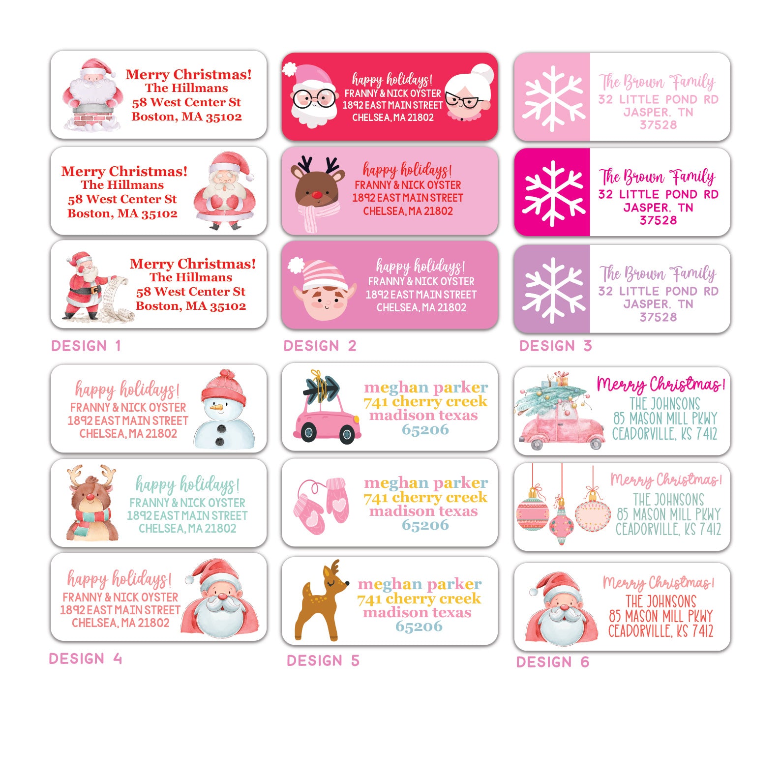 Pink Themed Christmas Address Labels – Tickle Bellies for Christmas Address Labels Printable Free