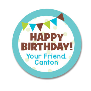 Teal & Brown Birthday Stickers