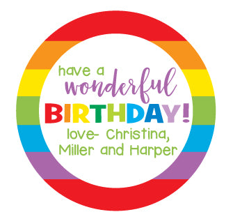 Rainbow Birthday Stickers