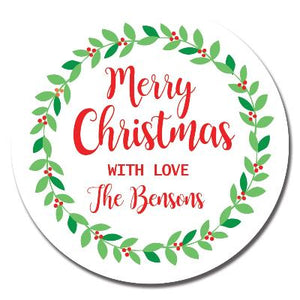 Merry Christmas Wreath Stickers